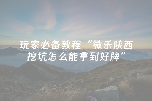 玩家必备教程“微乐陕西挖坑怎么能拿到好牌”（详细透视教程）-哔哩哔哩
