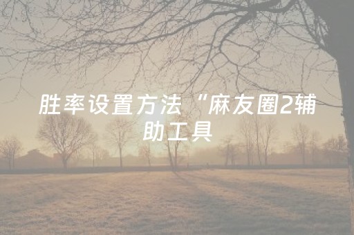 胜率设置方法“麻友圈2辅助工具（专用辅牌神器免安装）