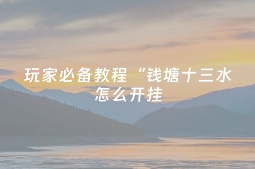 玩家必备教程“钱塘十三水怎么开挂（助赢神器通用版）