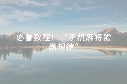 必看教程！“手机麻将输赢规律”（详细辅助教程）-哔哩哔哩