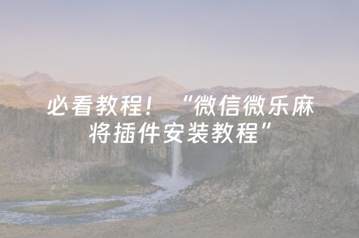 必看教程！“微信微乐麻将插件安装教程”（详细辅助教程）-哔哩哔哩