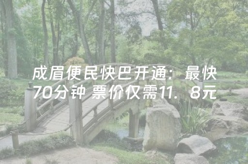 成眉便民快巴开通：最快70分钟 票价仅需11．8元