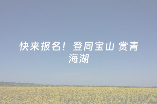 快来报名！登同宝山 赏青海湖