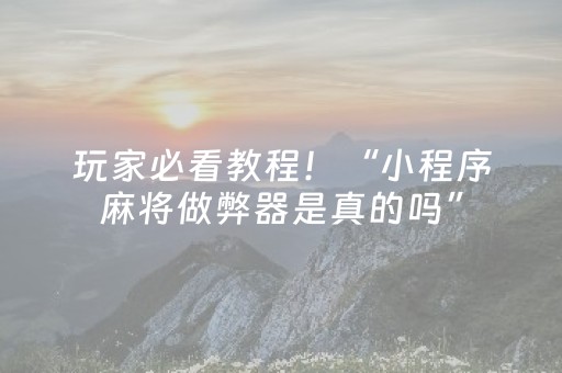 玩家必看教程！“小程序麻将做弊器是真的吗”（详细开挂教程）-哔哩哔哩