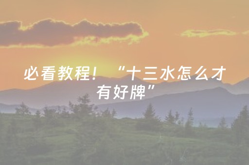必看教程！“十三水怎么才有好牌”（详细辅助教程）-哔哩哔哩