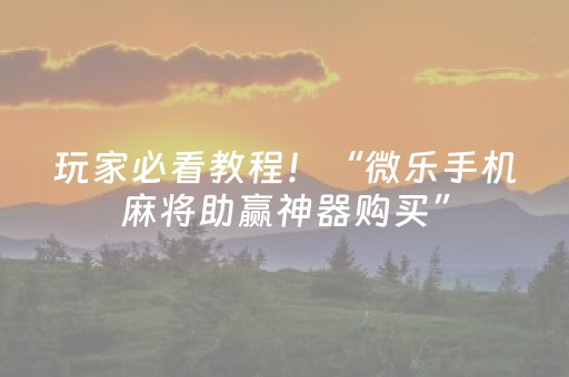 玩家必看教程！“微乐手机麻将助赢神器购买”（详细辅助教程）-哔哩哔哩