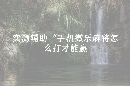 实测辅助“手机微乐麻将怎么打才能赢（助赢神器通用版）