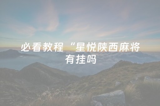 必看教程“星悦陕西麻将有挂吗（专用辅牌神器免安装）