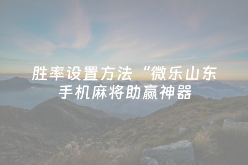 胜率设置方法“微乐山东手机麻将助赢神器（专用辅牌神器免安装）