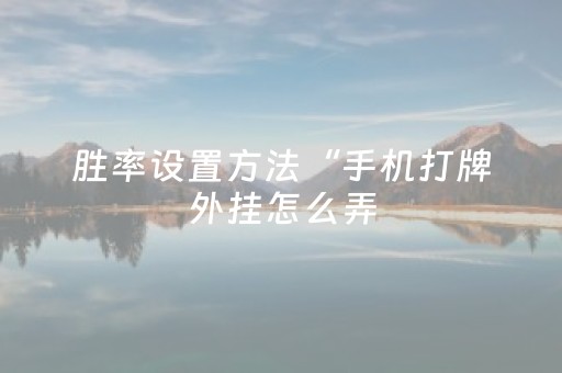 胜率设置方法“手机打牌外挂怎么弄（助赢神器通用版）