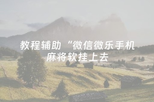 教程辅助“微信微乐手机麻将软挂上去（助赢神器通用版）