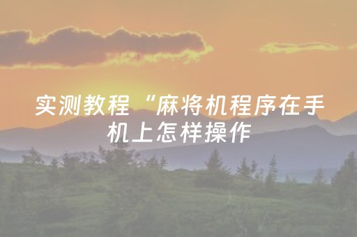 实测教程“麻将机程序在手机上怎样操作（助赢神器通用版）