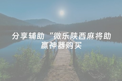 分享辅助“微乐陕西麻将助赢神器购买（专用辅牌神器免安装）