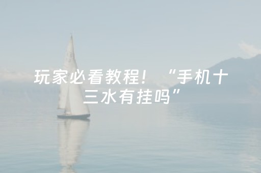 玩家必看教程！“手机十三水有挂吗”（详细透视教程）-哔哩哔哩