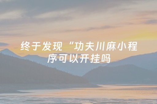 终于发现“功夫川麻小程序可以开挂吗（专用辅牌神器免安装）