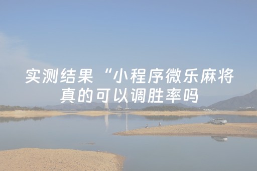 实测结果“小程序微乐麻将真的可以调胜率吗（助赢神器通用版）