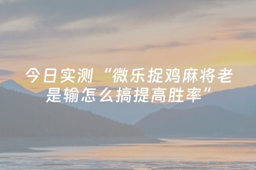 今日实测“微乐捉鸡麻将老是输怎么搞提高胜率”（详细开挂教程）-哔哩哔哩