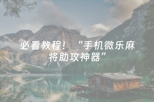 必看教程！“手机微乐麻将助攻神器”（详细开挂教程）-哔哩哔哩