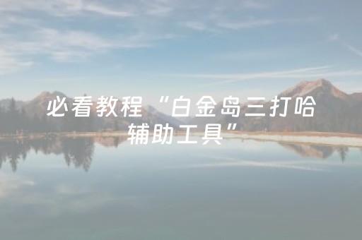 必看教程“白金岛三打哈辅助工具”（详细透视教程）-哔哩哔哩