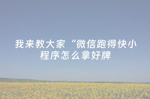 我来教大家“微信跑得快小程序怎么拿好牌（专用辅牌神器免安装）