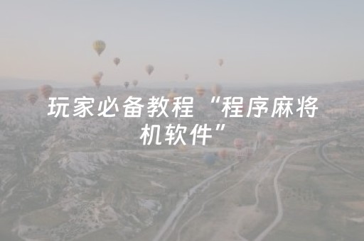 玩家必备教程“程序麻将机软件”（详细透视教程）-哔哩哔哩