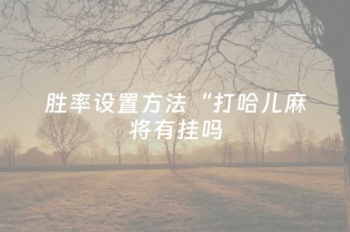 胜率设置方法“打哈儿麻将有挂吗（助赢神器通用版）
