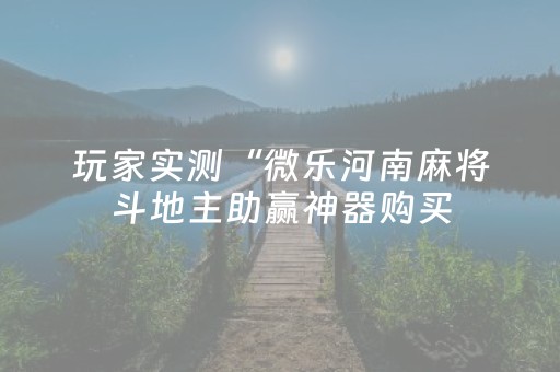 玩家实测“微乐河南麻将斗地主助赢神器购买（助赢神器通用版）