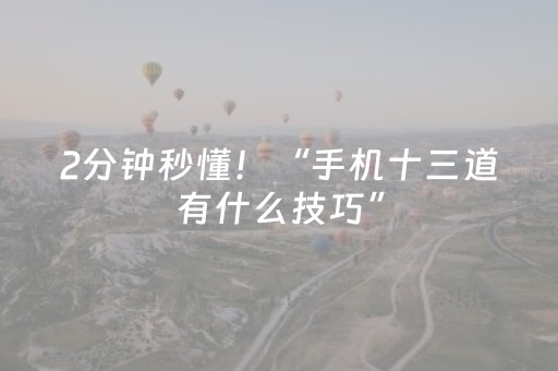 2分钟秒懂！“手机十三道有什么技巧”（详细辅助教程）-哔哩哔哩