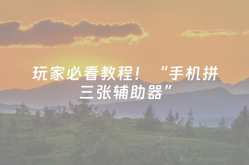 玩家必看教程！“手机拼三张辅助器”（详细透视教程）-哔哩哔哩