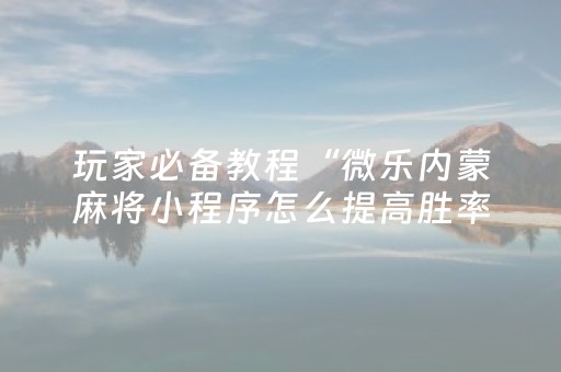 玩家必备教程“微乐内蒙麻将小程序怎么提高胜率”（详细透视教程）-哔哩哔哩
