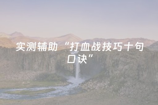 实测辅助“打血战技巧十句口诀”（详细透视教程）-哔哩哔哩