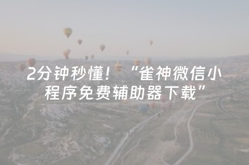 2分钟秒懂！“雀神微信小程序免费辅助器下载”（详细辅助教程）-哔哩哔哩