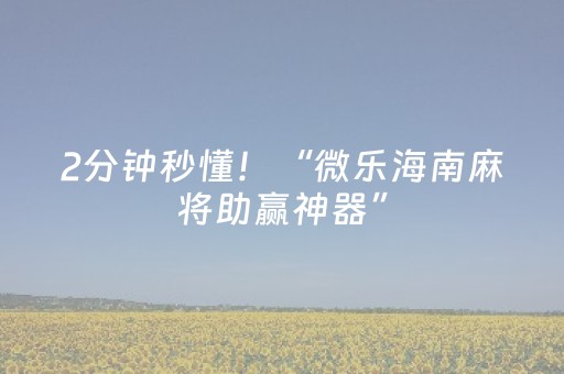 2分钟秒懂！“微乐海南麻将助赢神器”（详细透视教程）-哔哩哔哩