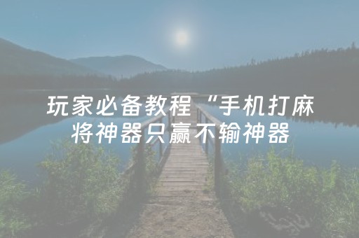 玩家必备教程“手机打麻将神器只赢不输神器（专用辅牌神器免安装）