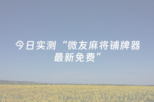 今日实测“微友麻将铺牌器最新免费”（详细开挂教程）-哔哩哔哩