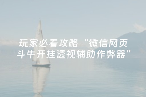 玩家必看攻略“微信网页斗牛开挂透视辅助作弊器”（详细透视教程）-哔哩哔哩