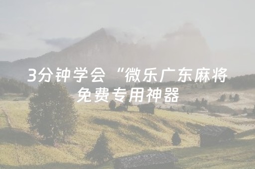3分钟学会“微乐广东麻将免费专用神器（助赢神器通用版）