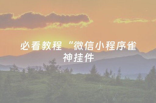 必看教程“微信小程序雀神挂件（专用辅牌神器免安装）