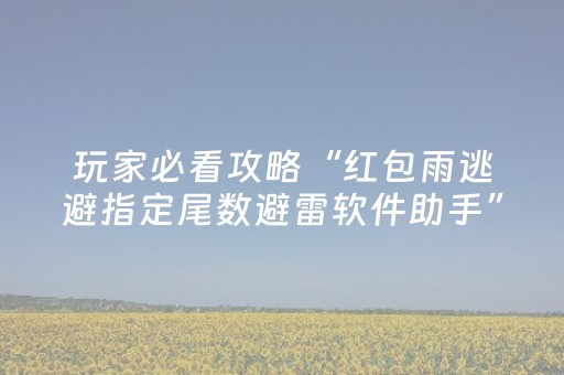 玩家必看攻略“红包雨逃避指定尾数避雷软件助手”（详细透视教程）-哔哩哔哩