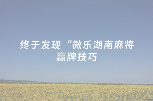 终于发现“微乐湖南麻将赢牌技巧（助赢神器通用版）