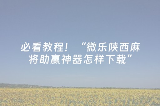 必看教程！“微乐陕西麻将助赢神器怎样下载”（详细透视教程）-哔哩哔哩