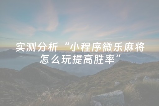 实测分析“小程序微乐麻将怎么玩提高胜率”（详细开挂教程）-哔哩哔哩
