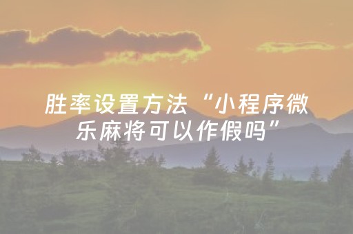 胜率设置方法“小程序微乐麻将可以作假吗”（详细透视教程）-哔哩哔哩