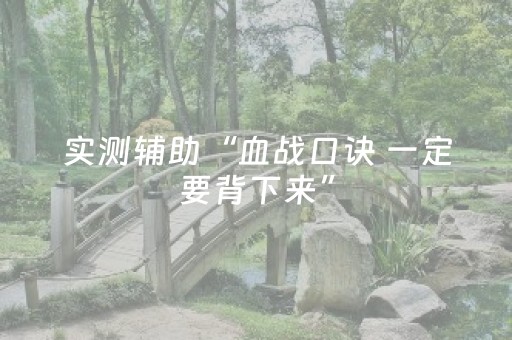 实测辅助“血战口诀 一定要背下来”（详细透视教程）-哔哩哔哩