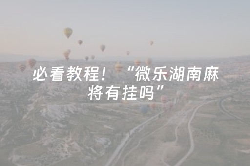 必看教程！“微乐湖南麻将有挂吗”（详细透视教程）-哔哩哔哩
