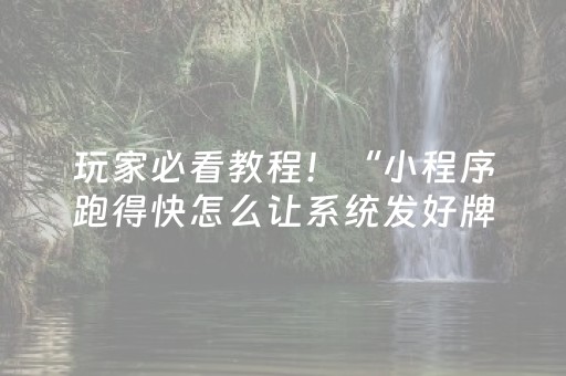 玩家必看教程！“小程序跑得快怎么让系统发好牌”（详细辅助教程）-哔哩哔哩