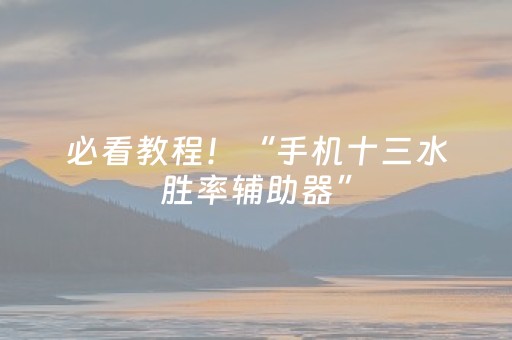 必看教程！“手机十三水胜率辅助器”（详细辅助教程）-哔哩哔哩