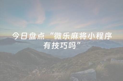 今日盘点“微乐麻将小程序有技巧吗”（详细辅助教程）-哔哩哔哩