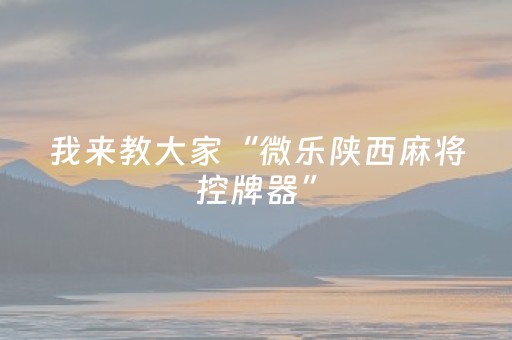 我来教大家“微乐陕西麻将控牌器”（详细透视教程）-哔哩哔哩