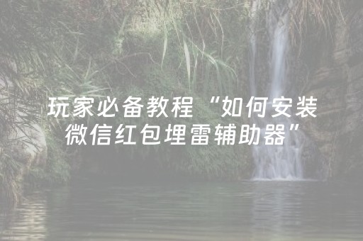 玩家必备教程“如何安装微信红包埋雷辅助器”（详细透视教程）-哔哩哔哩